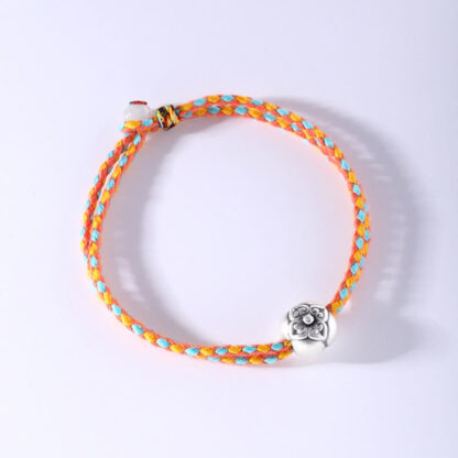 999 Sterling Silver Persimmon Luck Multicolored Braided Bracelet - 图片 10