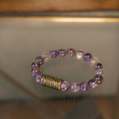 White Crystal Red Hematoid Quartz Gold Rutilated Quartz Purple Phantom Protection Bracelet - 图片 23
