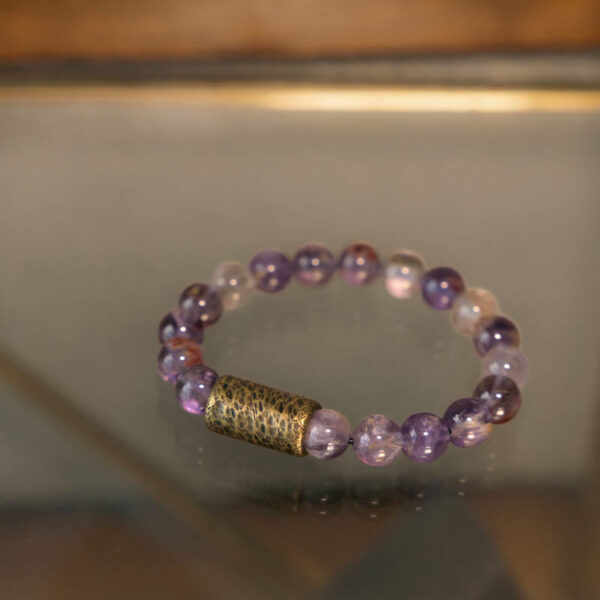 White Crystal Red Hematoid Quartz Gold Rutilated Quartz Purple Phantom Protection Bracelet - 图片 23