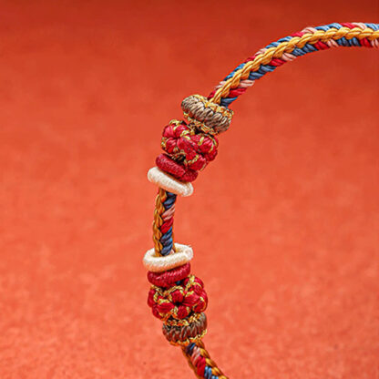 Buddha Stones Handmade Dunhuang Color Luck Braid String Bracelet - 图片 4