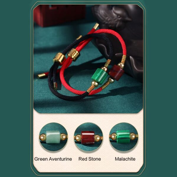 Tibet Handmade Green Aventurine Red Stone Malachite Luck Protection Braided Rope Bracelet - 图片 19