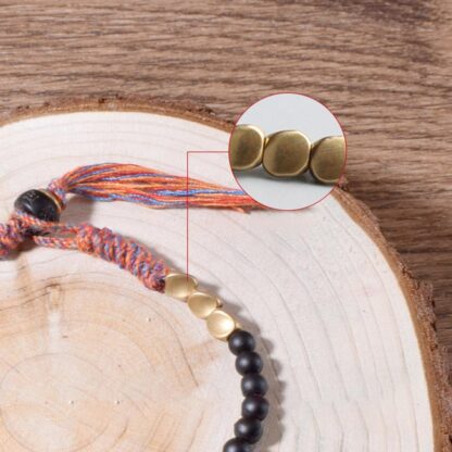Buddha Stones Handmade Tibetan Black Onyx Tassel Bracelet - 图片 8