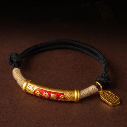 999 Sterling Silver Tibet Handmade Om Mani Padme Hum Fu Character TopRank Character Luck Braided Bracelet - 图片 15