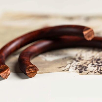 Buddha Stones Tibetan Small Leaf Red Sandalwood Ebony Green Sandalwood Protection Bracelet Bangle - 图片 12
