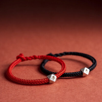 925 Sterling Silver Handmade Chinese Zodiac Natal Buddha Luck Protection Braided String Bracelet - 图片 9