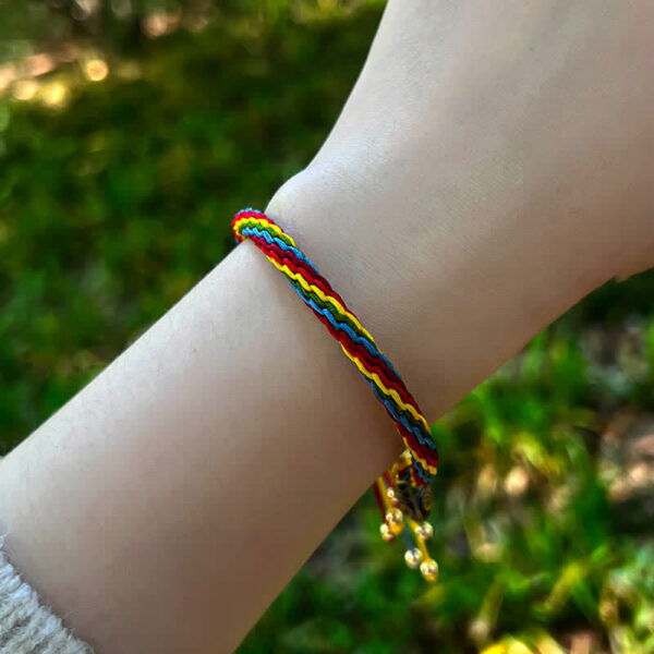 Buddha Stones Gold Swallowing Beast Family Luck Reincarnation Knot Colorful String Bracelet - 图片 7