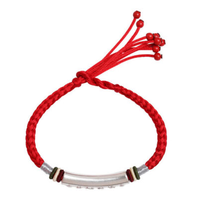 Buddha Stones 999 Sterling Silver Om Mani Padme Hum Protection Strength String Bracelet - 图片 9