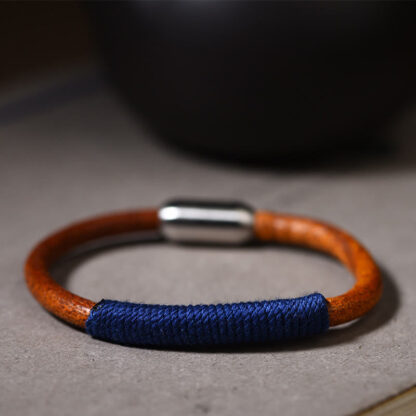 Tibetan Leather Handmade Five Elements Luck Braid String Buckle Bracelet - 图片 9