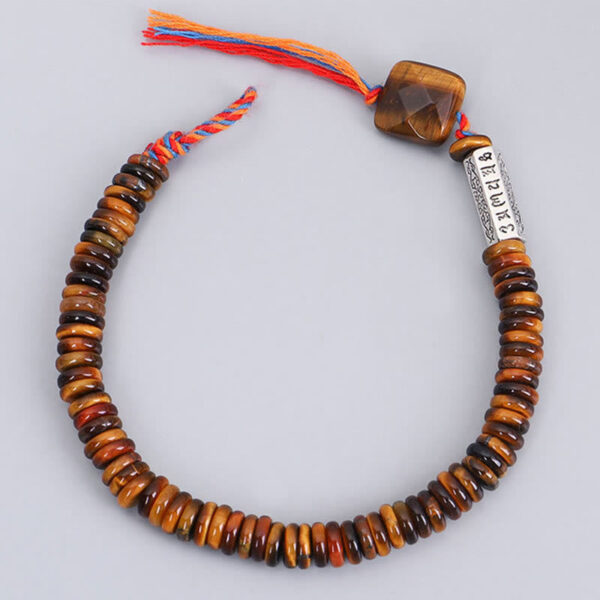 Buddha Stones Tibetan Tiger Eye Om Mani Padme Hum Protection Power Bracelet - 图片 10