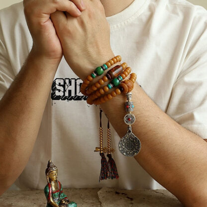 Tibet 108 Mala Beads Bodhi Seed Bagua Vajra Wealth Bracelet - 图片 5