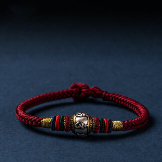 925 Sterling Silver Tibet Handmade Om Mani Padme Hum Luck Protection King Kong Knot Braided Bracelet