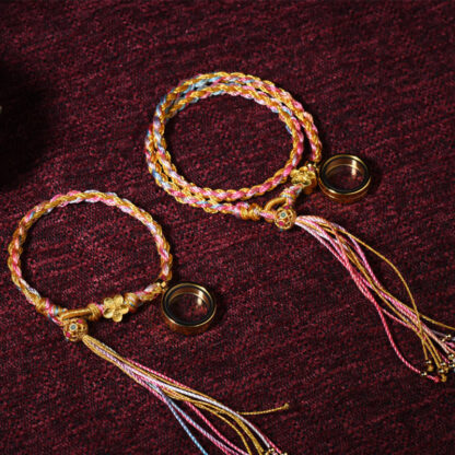 Buddha Stones Tibetan Handmade Luck Colorful String Single Double Wrap Braided Bracelet - 图片 2