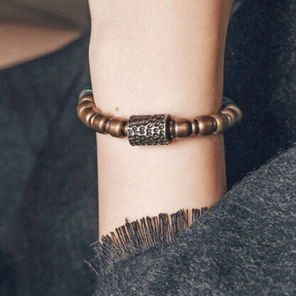 Tibetan Colorful Glass Beads Copper Wealth Bracelet - 图片 3