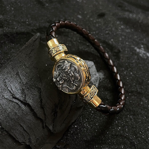 Tibetan 925 Sterling Silver Zakiram Goddess of Wealth Blessing Protection Bracelet - 图片 8