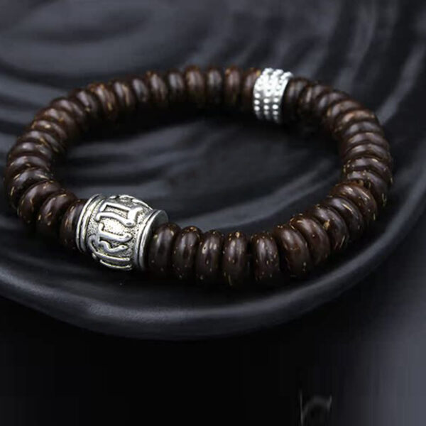 Natural Tibetan Coconut Shell Om Mani Padme Hum Positive Bracelet - 图片 23