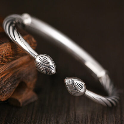Buddha Stones Tibetan Om Mani Padme Hum Heart Sutra Purity Cuff Bracelet - 图片 3