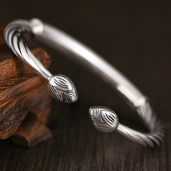 Buddha Stones Tibetan Om Mani Padme Hum Heart Sutra Purity Cuff Bracelet - 图片 3