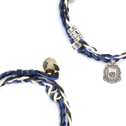 925 Sterling Silver Om Mani Padme Hum Swastika Handmade Protection Bracelet - 图片 7