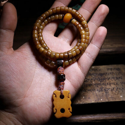 Buddha Stones Tibet 108 Mala Beads Yak Bone Amber Balance Bracelet - 图片 17