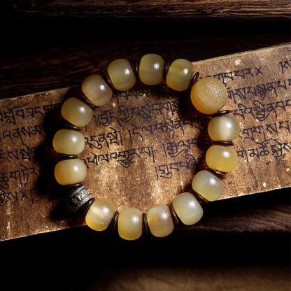 Handmade Tibetan Sheep Horn Om Mani Padme Hum Auspiciousness Bracelet - 图片 3