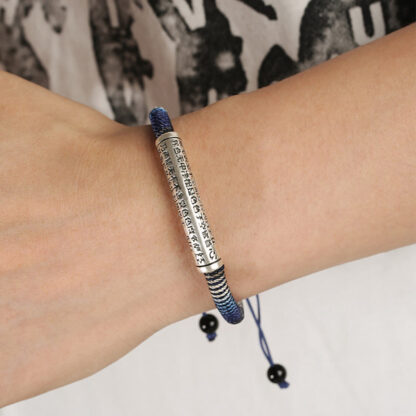 999 Sterling Silver Heart Sutra Calm Handmade Braided Bracelet - 图片 10