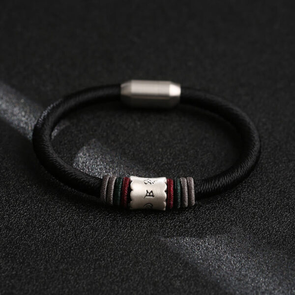 Buddha Stones 999 Sterling Silver Om Mani Padme Hum Peace Magnetic Buckle Bracelet - 图片 2