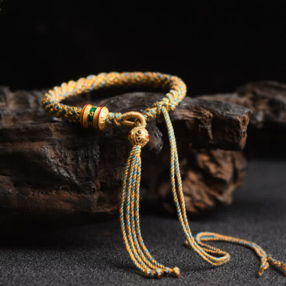 Buddha Stones Tibetan Handmade Luck Prayer Wheel Bead Charm Weave Colorful String Bracelet - 图片 12