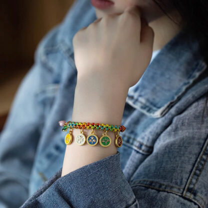Tibetan Colorful Rope Five God Of Wealth Luck Braid Bracelet - 图片 8