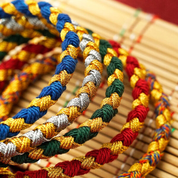 Handmade Tibetan Five God Of Wealth Dragon Scale Rope Luck Braid Bracelet - 图片 3