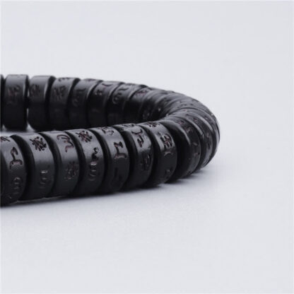 Buddha Stones Tibetan Coconut Shell Beads Engraved Om Mani Padme Hum Mantra Happiness Bracelet - 图片 6