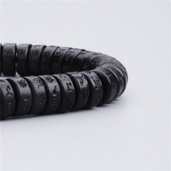 Buddha Stones Tibetan Coconut Shell Beads Engraved Om Mani Padme Hum Mantra Happiness Bracelet - 图片 6
