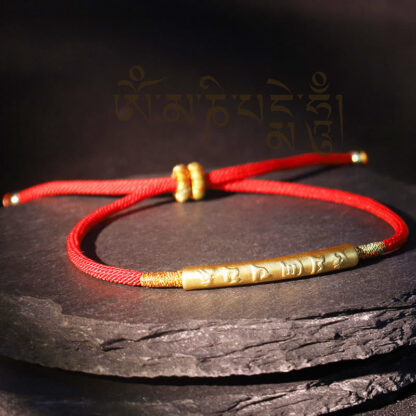 Buddha Stones Tibetan Buddhist Handmade Mani Mantra Lucky Red String Bracelet - 图片 6