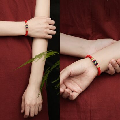 Buddha Stones Tibetan Handmade Colorful King Kong Knot Five Elements Luck Braid String Bracelet - 图片 7