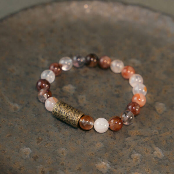 White Crystal Red Hematoid Quartz Gold Rutilated Quartz Purple Phantom Protection Bracelet - 图片 9