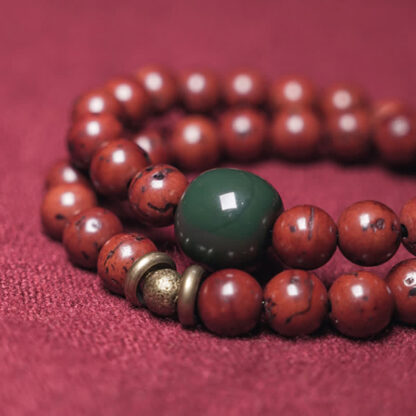Buddha Stones Bodhi Seed Cyan Jade Copper Peace Luck Bracelet - 图片 8