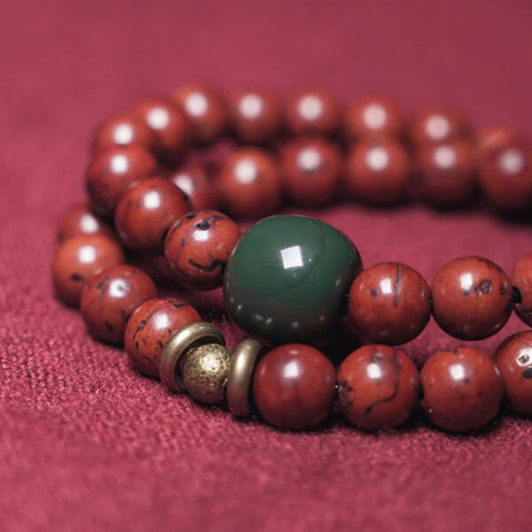 Buddha Stones Bodhi Seed Cyan Jade Copper Peace Luck Bracelet - 图片 8