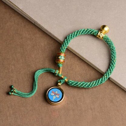 Buddha Stones Tibetan Five God Of Wealth Thangka Luck Prayer Wheel Bell Braid String Bracelet - 图片 7