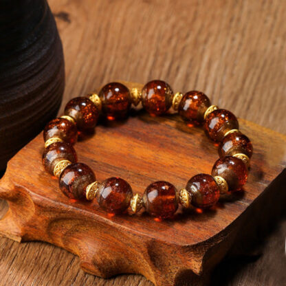 Gold Swallowing Beast Family Charm Liuli Glass Bead Fortune Bracelet - 图片 20