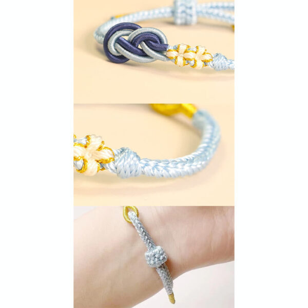 Handcrafted Eight Thread Peace Knot Peach Blossom Knot Luck Connection Bracelet - 图片 10