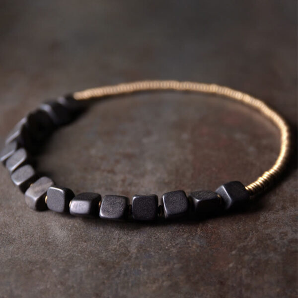 Tibetan Ebony Wood Copper Peace Double Wrap Bracelet - 图片 2