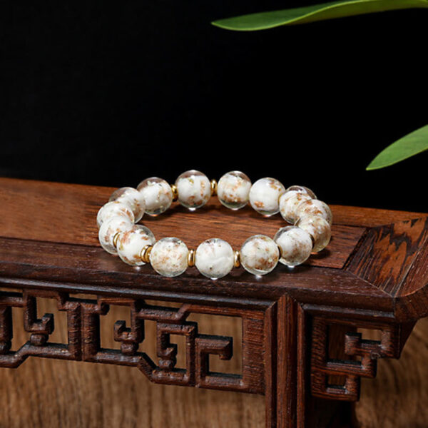 Gold Swallowing Beast Family Charm Luminous Fluorescent Liuli Glass Bead Success Bracelet - 图片 5