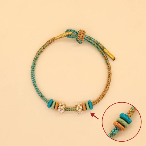 Handmade Eight Thread Peace Knot Peach Blossom Knot Luck Rope Braided Bracelet - 图片 3