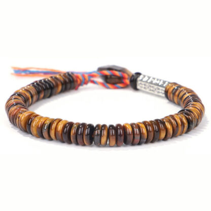 Buddha Stones Tibetan Tiger Eye Om Mani Padme Hum Protection Power Bracelet - 图片 11