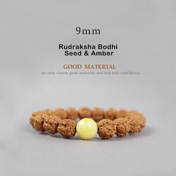 Buddha Stones Tibet Rudraksha Bodhi Seed Dzi Bead Amber Turquoise Wealth Bracelet - 图片 3