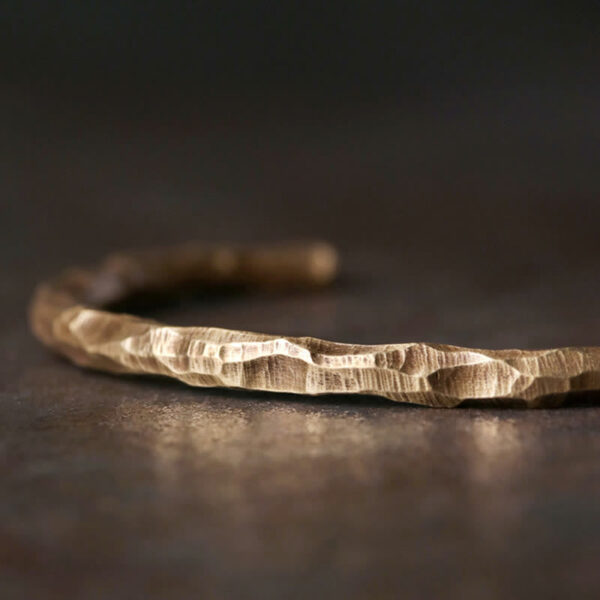 Buddha Stones Tibetan Bump Texture Copper Luck Cuff Bracelet Bangle - 图片 6