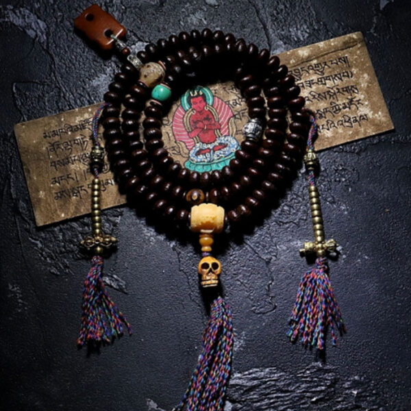 Tibet 108 Mala Beads Purple Bodhi Seed Bagua Vajra Auspiciousness Bracelet - 图片 12