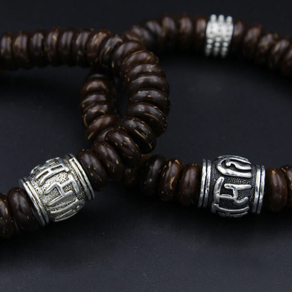 Natural Tibetan Coconut Shell Om Mani Padme Hum Positive Bracelet - 图片 26