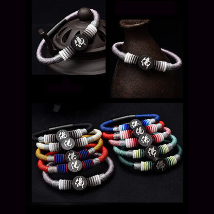 Buddha Stones Buddha Character Ebony Handcrafted Rope Bracelet - 图片 23