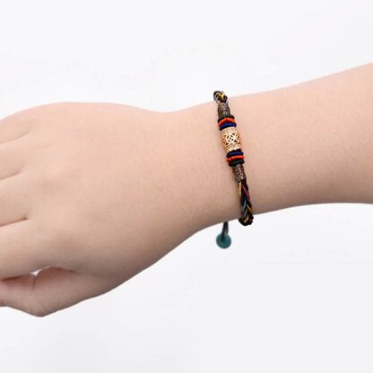 Buddha Stones Tibetan Handmade Eight Thread Knot Copper Coin Luck Weave String Bracelet - 图片 5