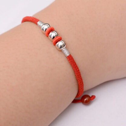 Buddha Stones 925 Sterling Silver Lucky Bead Protection Red String Bracelet - 图片 5